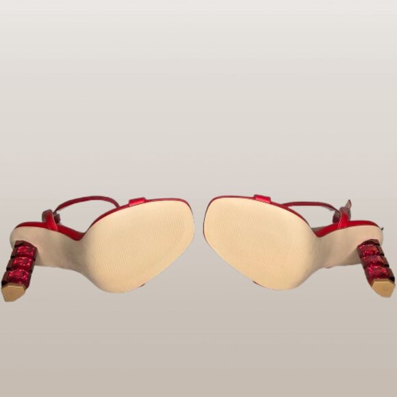 Aqua Women's Dori Red Crystal High Heeled Sandal Heels Size 7.5 - Picture 5 of 6